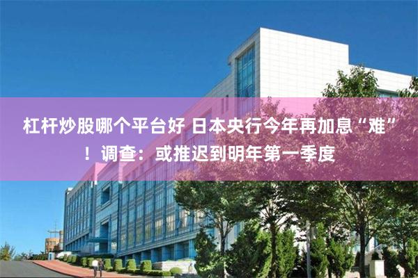 杠杆炒股哪个平台好 日本央行今年再加息“难”！调查：或推迟到明年第一季度